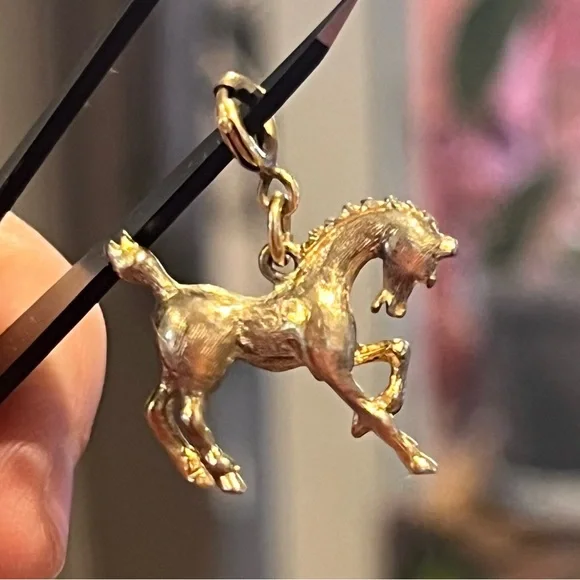Vintage Monet Gold Tone Horse Charm | Equestrian Pendant Spring Ring - Picture 5 of 9